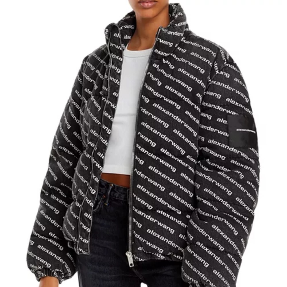 Alexander Wang Logo Denim Puffer Jacket